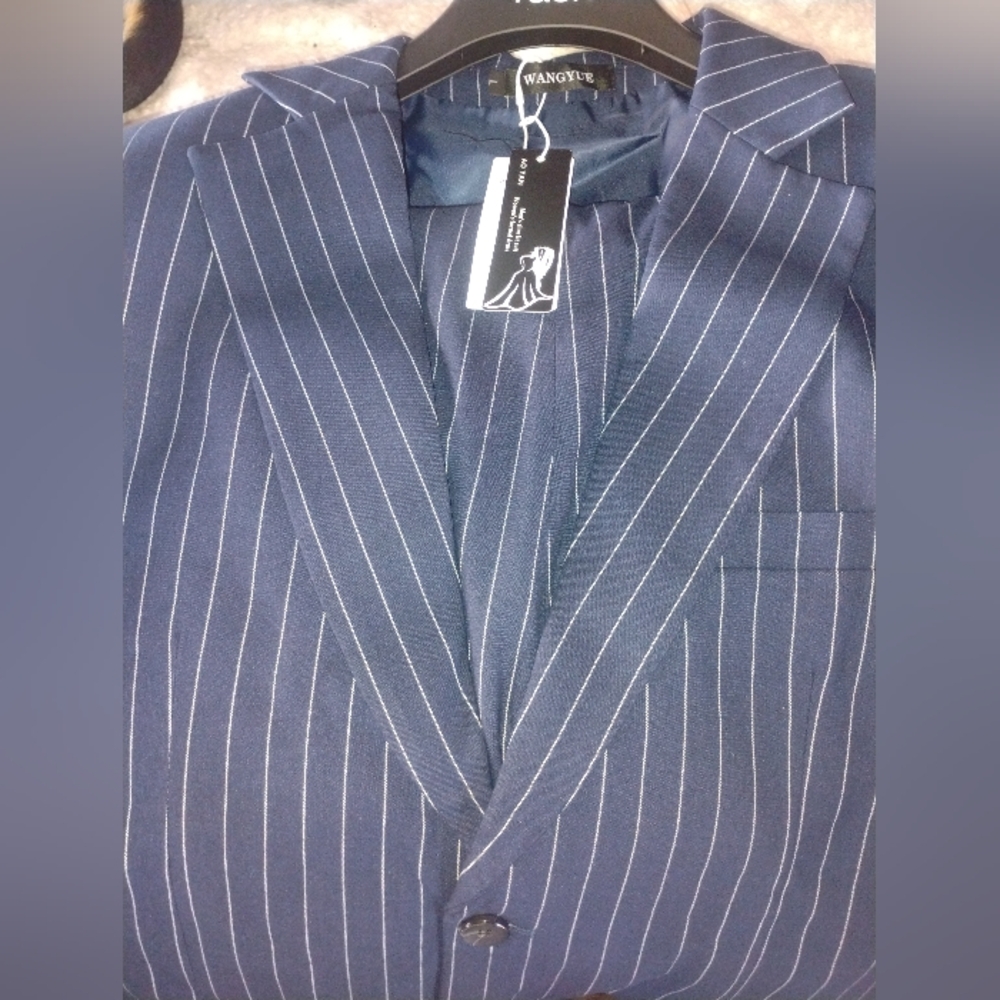 Men's Navy Pinstripe Blazer